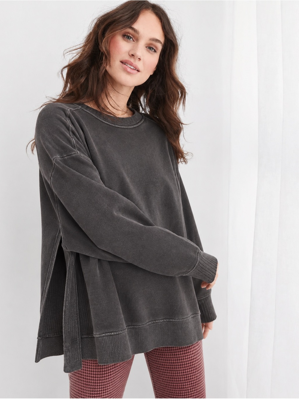 Aerie Side Slit Oversuzed Crewneck Sweatshirt Size Small